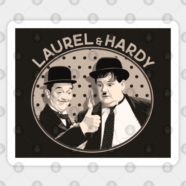 Laurel & Hardy - Give Me a Light (Sepia) Sticker by PlaidDesign